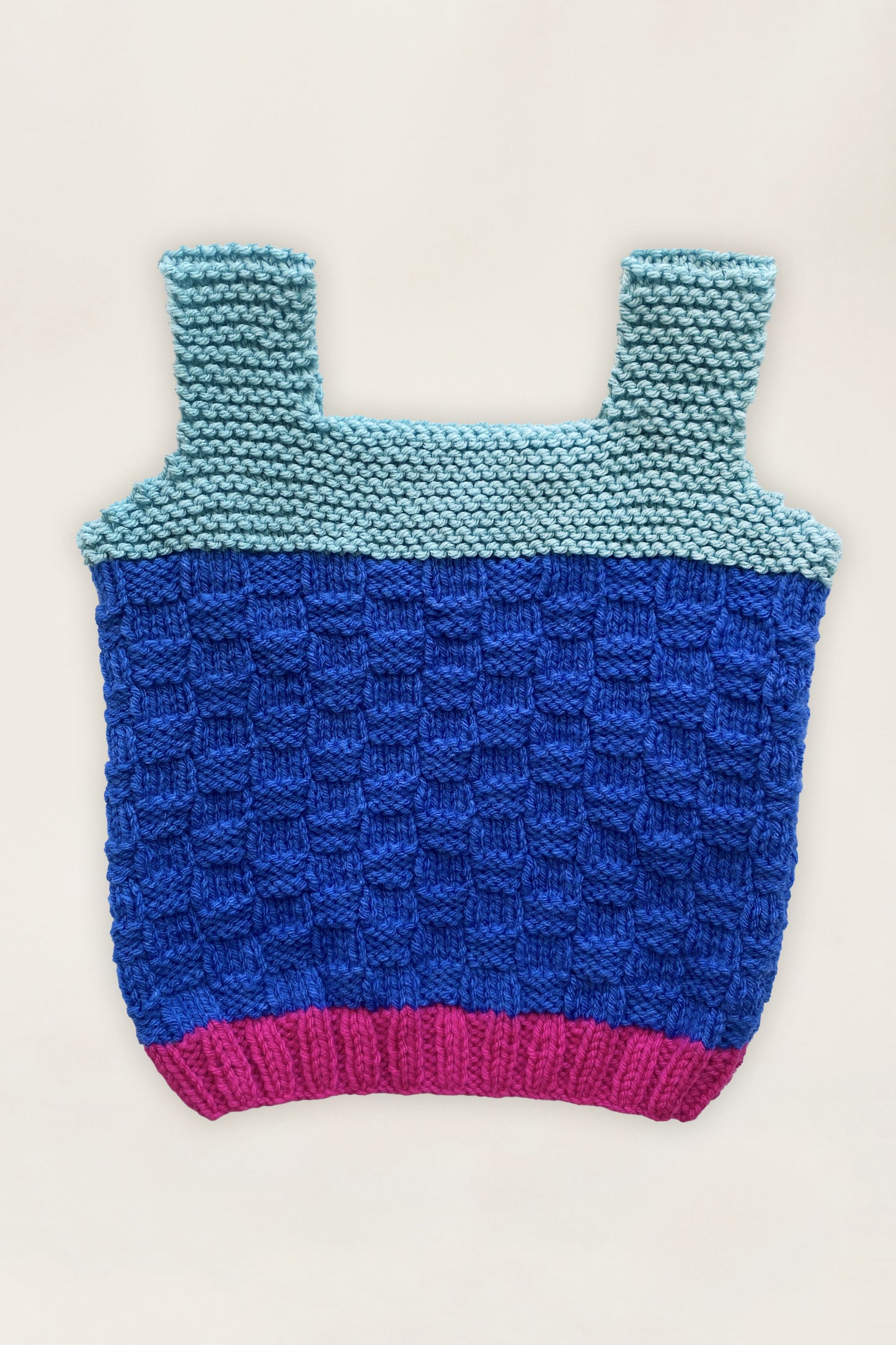Hand Knitted Vest Blue & Acqua - Size 2 years